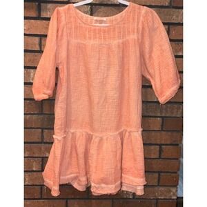 BaeVely Womens Orange Short Sleeve Mini Dress‎ 100% Cotton Size S